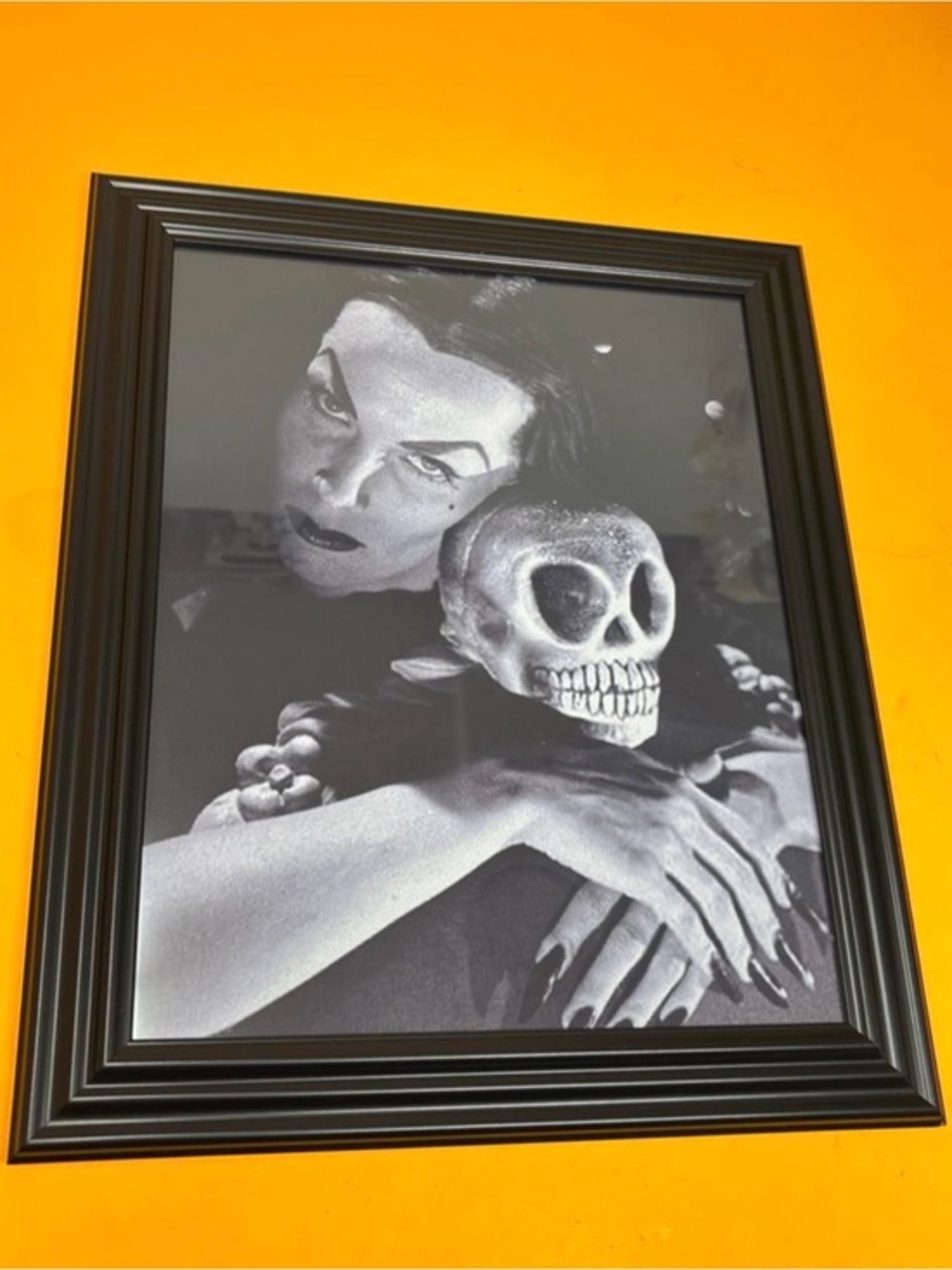 Vampira embracing skull creepy Black Gothic Framed Wall table Art Holiday Decor